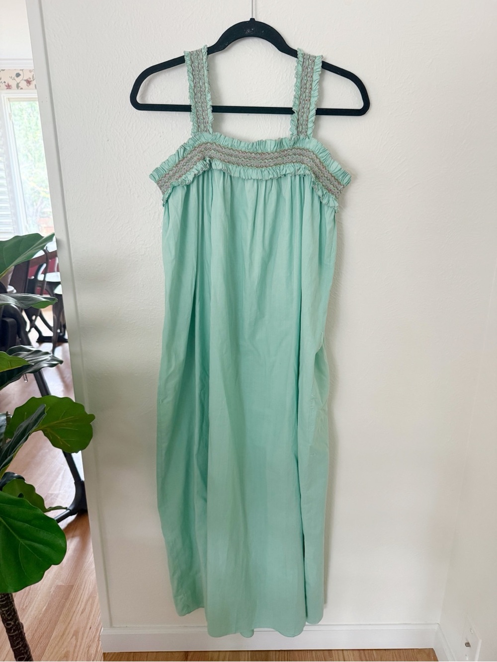 Vintage Handmade 1970s Smocked Dress Sz M